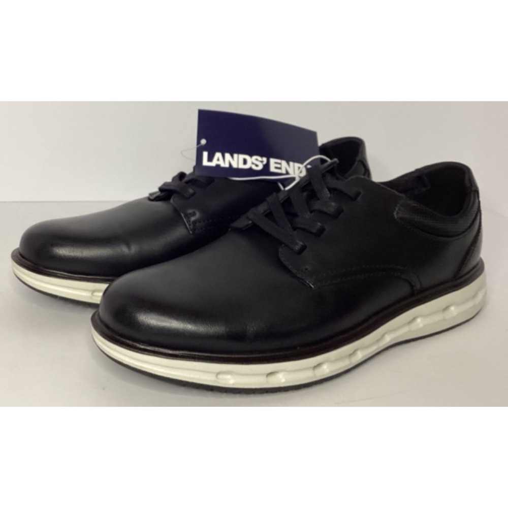 Lands End Sport Oxford Loafer Lace Up Men's Size 9.5 Black White NEW